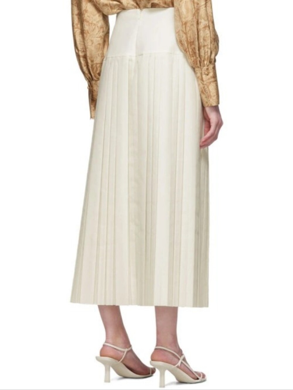 THE ROW Magdita Extended Waistband Pleated Midi Skirt In Ivory US 8 Org $1,470 - Picture 5 of 16